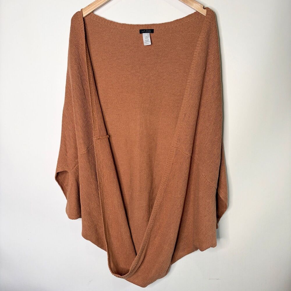 J Jill Wearever Shrug Circle Cardigan Sweater Wrap Brown Tan Cozy Women S-L OS